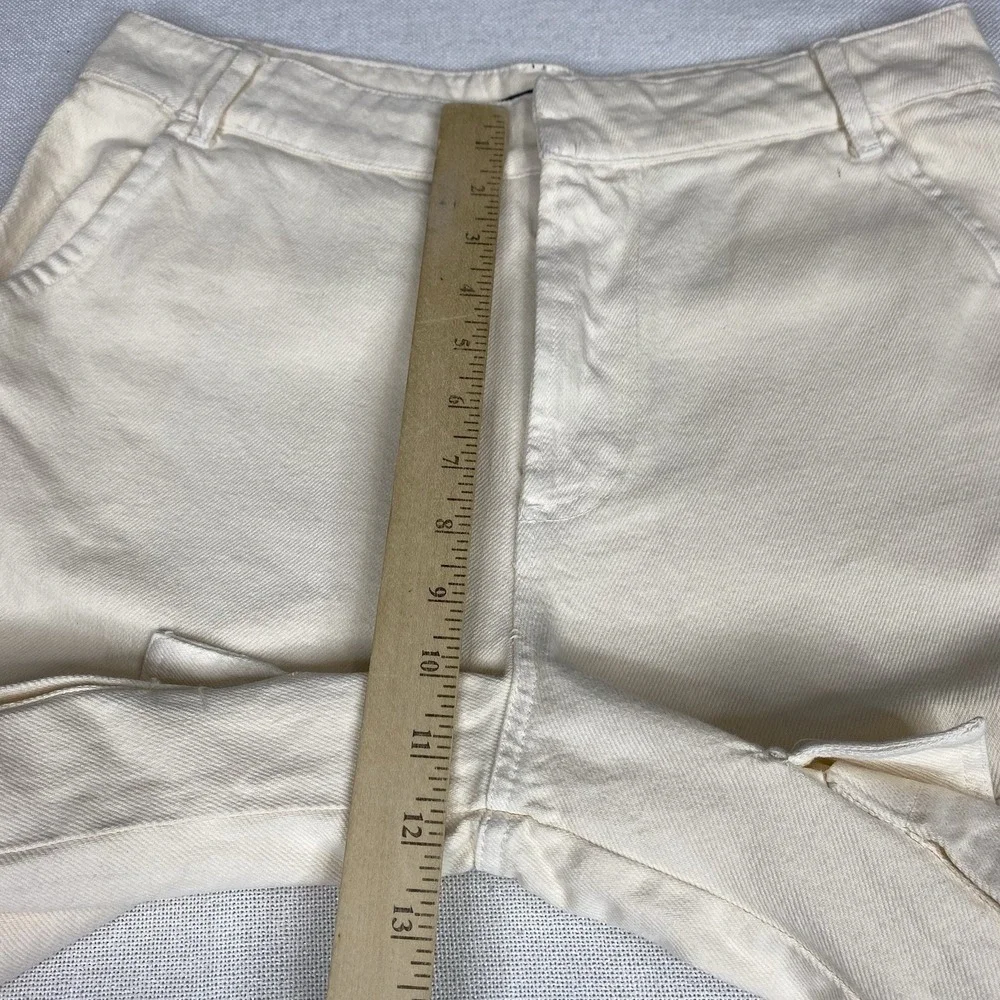 ZARA Women Jeans Sz S High Waisted Baggy Loose Fit Wide Leg Cargo Pants Beige - Picture 7 of 11